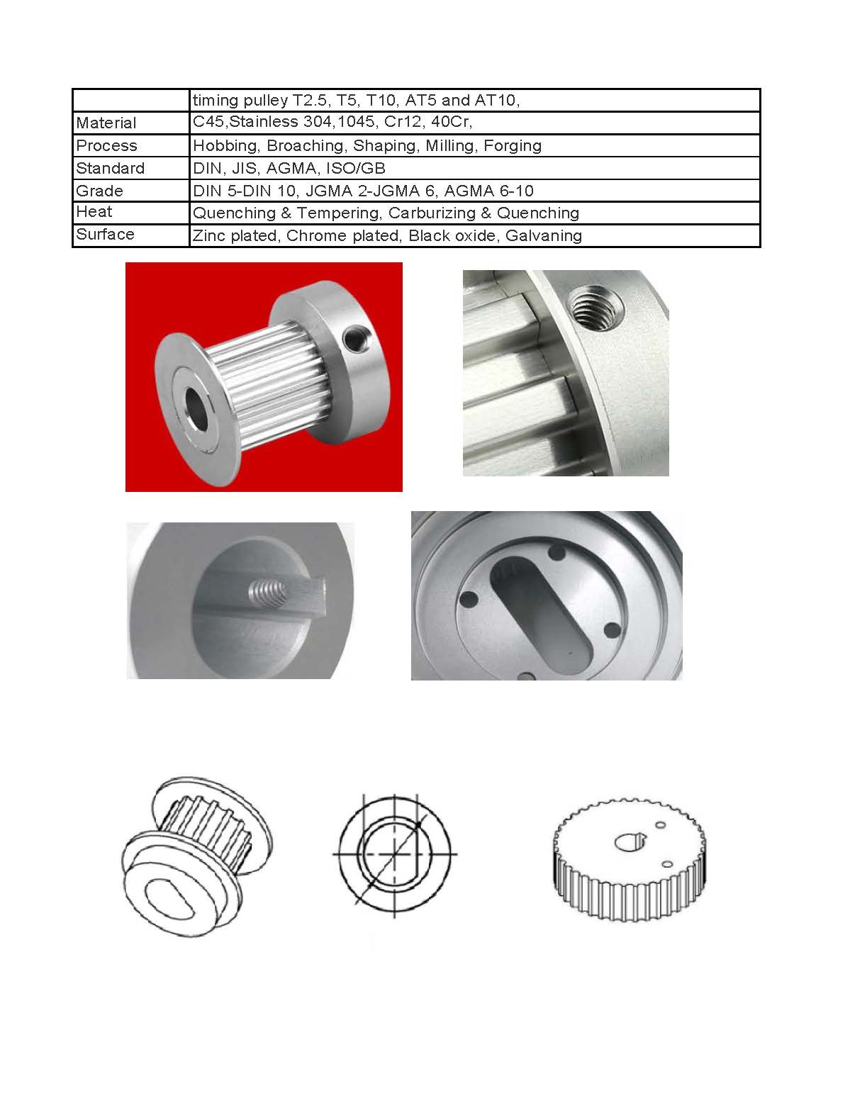 Timing Pulley T2.5 T5 T10 AT5 AT10