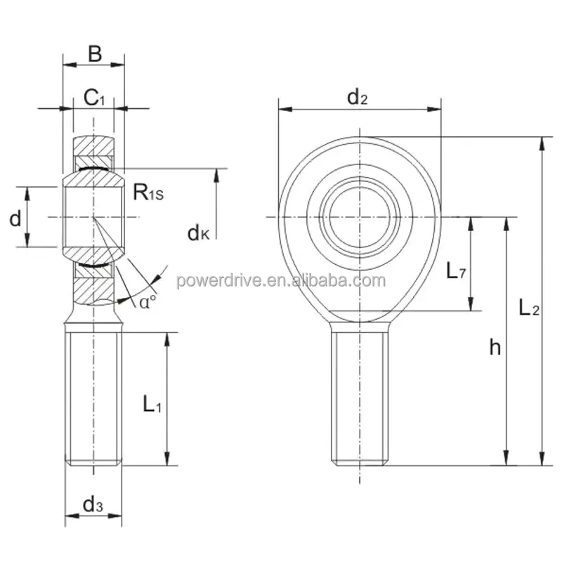 Raydafon Maintenance-free Rod Ends GAR..UK,GAR..UK 2RS