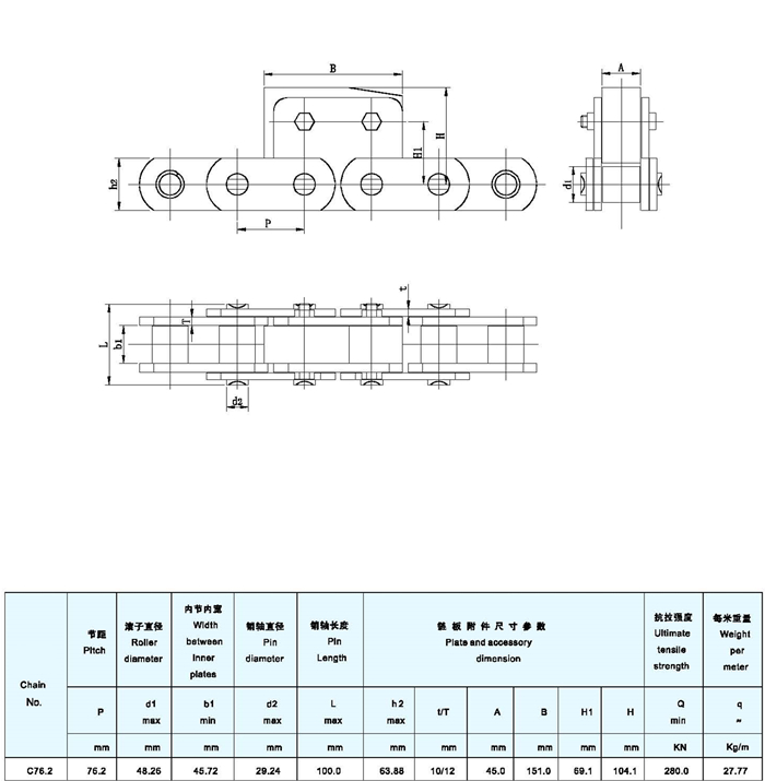 Raydafon Power Transmissions Parts Used for Asphalt Production Steel Plant Spray Plated Production Line Conveyor Chains