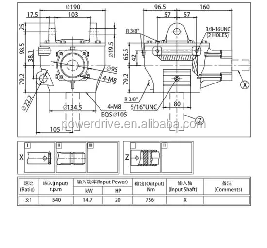 Post Hole Digger Gearbox Rght Angle Bevel Gearbox