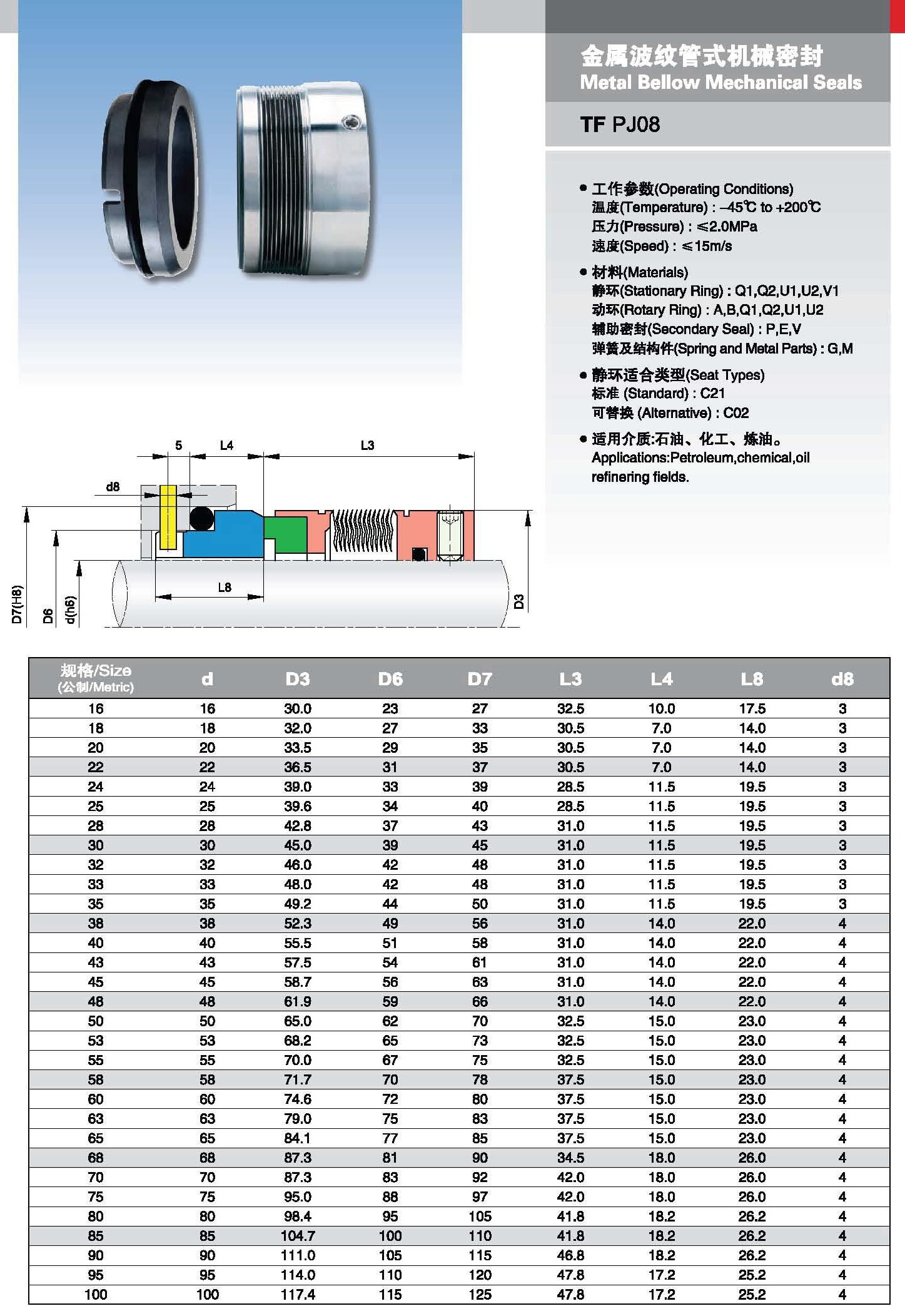 Raydafon MFL85N Metal Bellow Mechanical Seals for Compressor