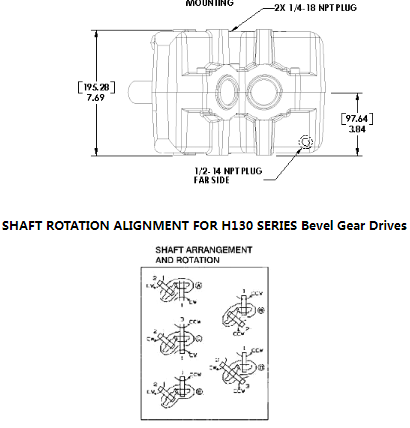 100 200 500 600 700 H130 Series Agricultural Spiral Bevel Gear Drive Units Reducer Worm Gearbox