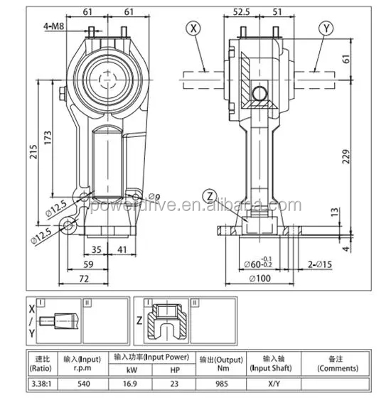 Agricultural Gearbox for Micro Tiller 90 Degree Farm Pto Right Angle Tractor Slasher Rotary Tiller Pga Feeder Mixer Earth Auger