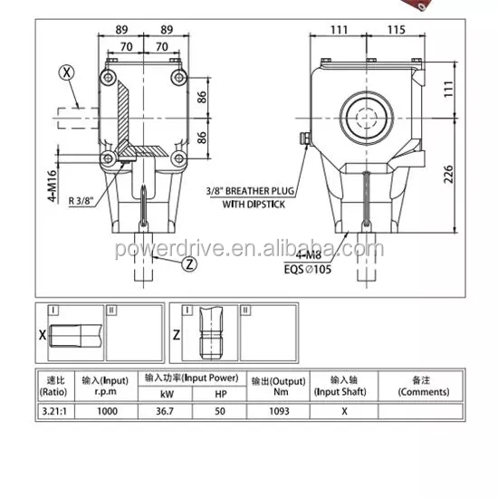 Agricultural Gearbox for Rotary Cutter 90 Degree Farm Pto Right Angle Tractor Slasher Rotary Tiller Pga Feeder Mixer Earth Auger