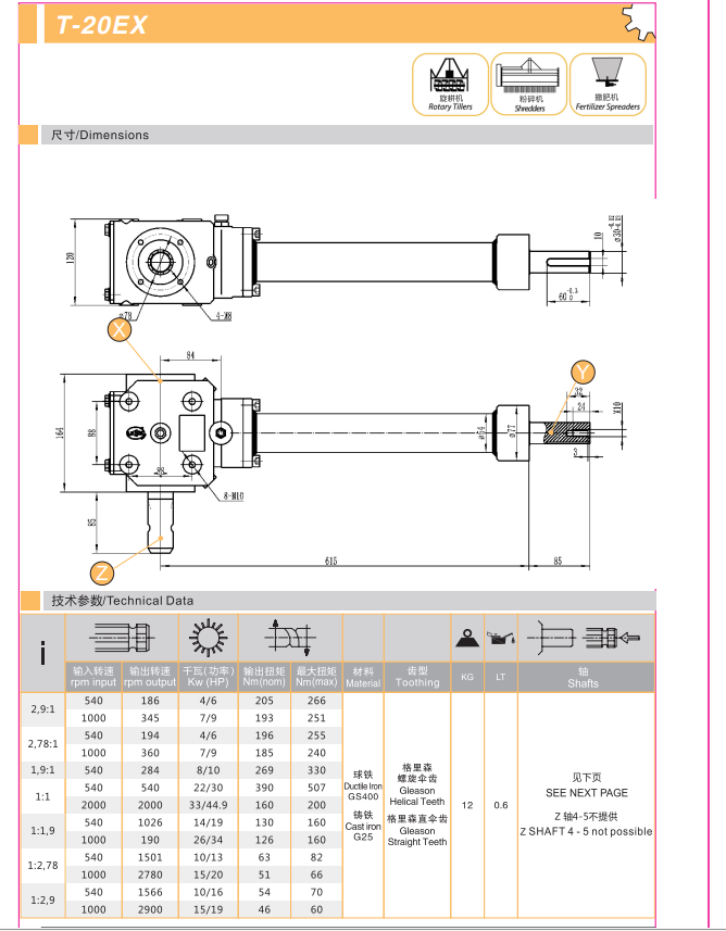 High Quality Agricultural Gearbox T Series for Bander  Rotary Cultivator  Powered Harrow and Crusher Log Splitter Powder Sprayer