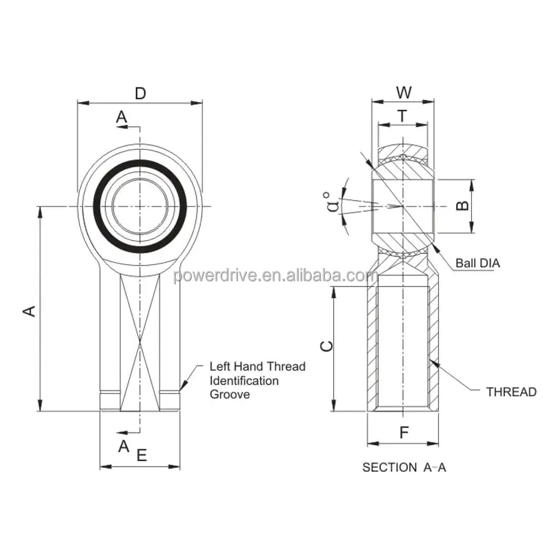 Raydafon Inch Dimensions Injection Molded Rod Ends PNF PNM PXF PXM PMXF PMXM