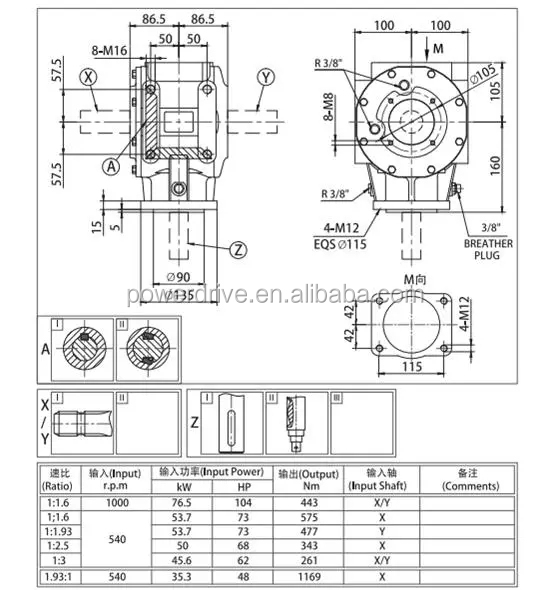 Agricultural Gearbox for Flail Mower PTO Drive Shaft Steel Straight Spline Drive Gear High Precision OEM