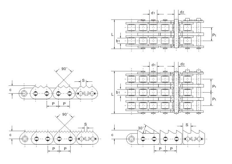 12A C20AF1-2 sharp Top Chain  Customized Conveyor Chain