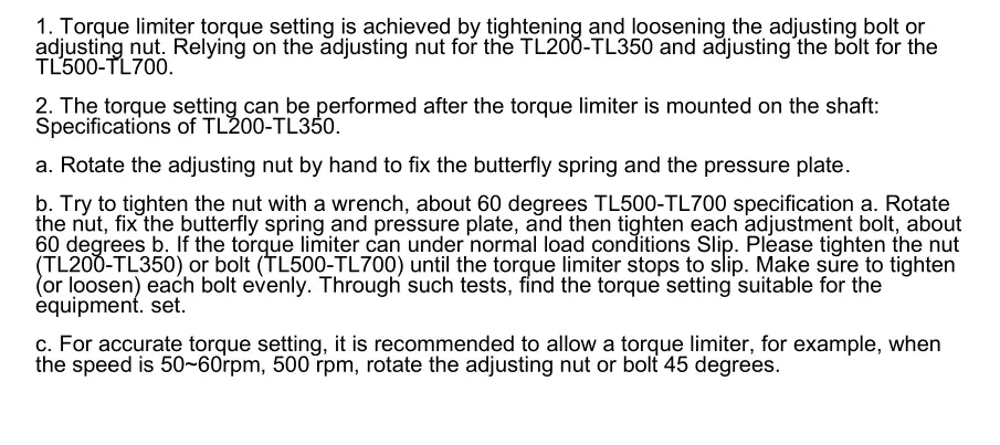 Standard Flexible Torque Limiter TL Torque Limiter TL200 TL250 TL350 TL500 TL700