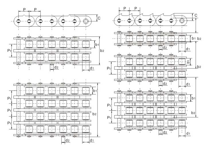 12A C20AF1-2 sharp Top Chain  Customized Conveyor Chain