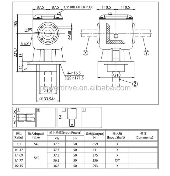 Agricultural Gearbox for Rotary Cutter 90 Degree Farm Pto Right Angle Tractor Slasher Rotary Tiller Pga Feeder Mixer Earth Auger