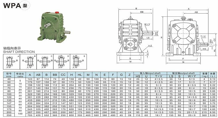 WPA50 China Factory Worm Speed Reducer Gear Worm Motor Reducer