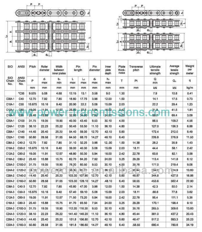 Raydafon ISO ANSI DIN Single Double Triple Strand Conveyor Roller Chain