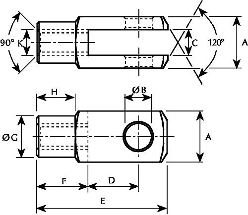 Raydafon DIN ISO 8140 Socket Ball Socket Rod End Pins with Head DIN 71752 U Clevis