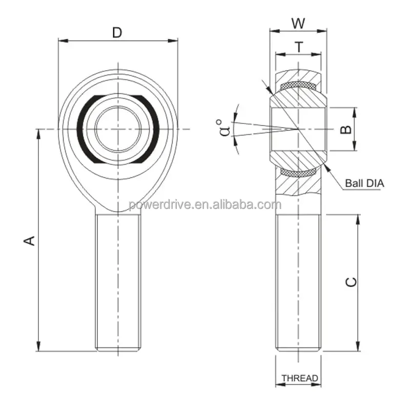 Raydafon Inch Dimensions Injection Molded Rod Ends PNF PNM PXF PXM PMXF PMXM