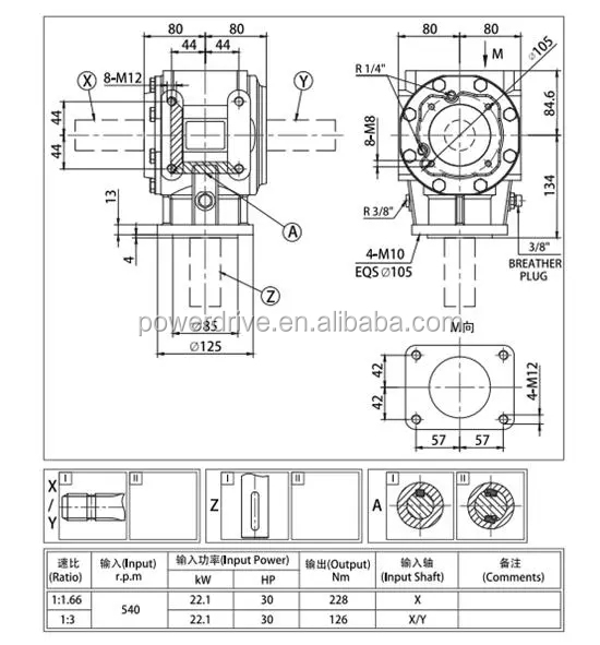 Agricultural Gearbox for Flail Mower PTO Drive Shaft Steel Straight Spline Drive Gear High Precision OEM