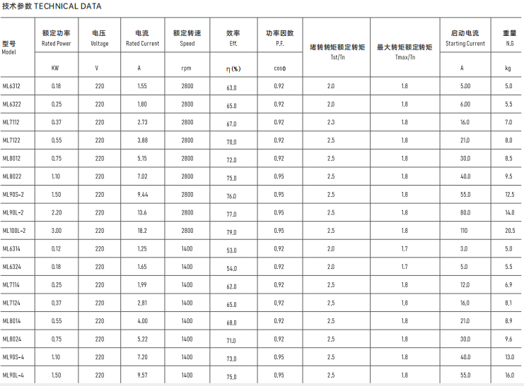 ML Series Two-Capacitor Single-Phase Asynchronous Motor