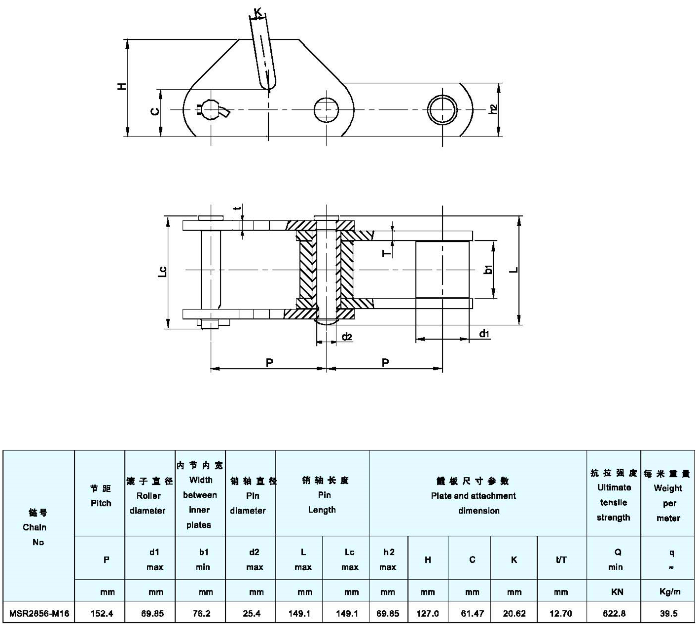 Raydafon Power Transmissions Parts Used for Asphalt Production Steel Plant Spray Plated Production Line Conveyor Chains