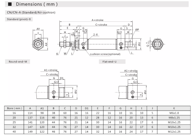 Raydafon Mini Pneumatic MA MAC Series  Stainless Steel air Cylinder