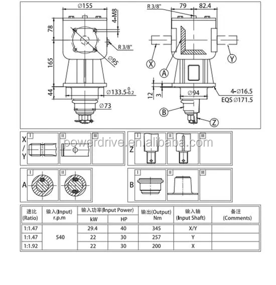 Agricultural Gearbox for Rotary Cutter 90 Degree Farm Pto Right Angle Tractor Slasher Rotary Tiller Pga Feeder Mixer Earth Auger