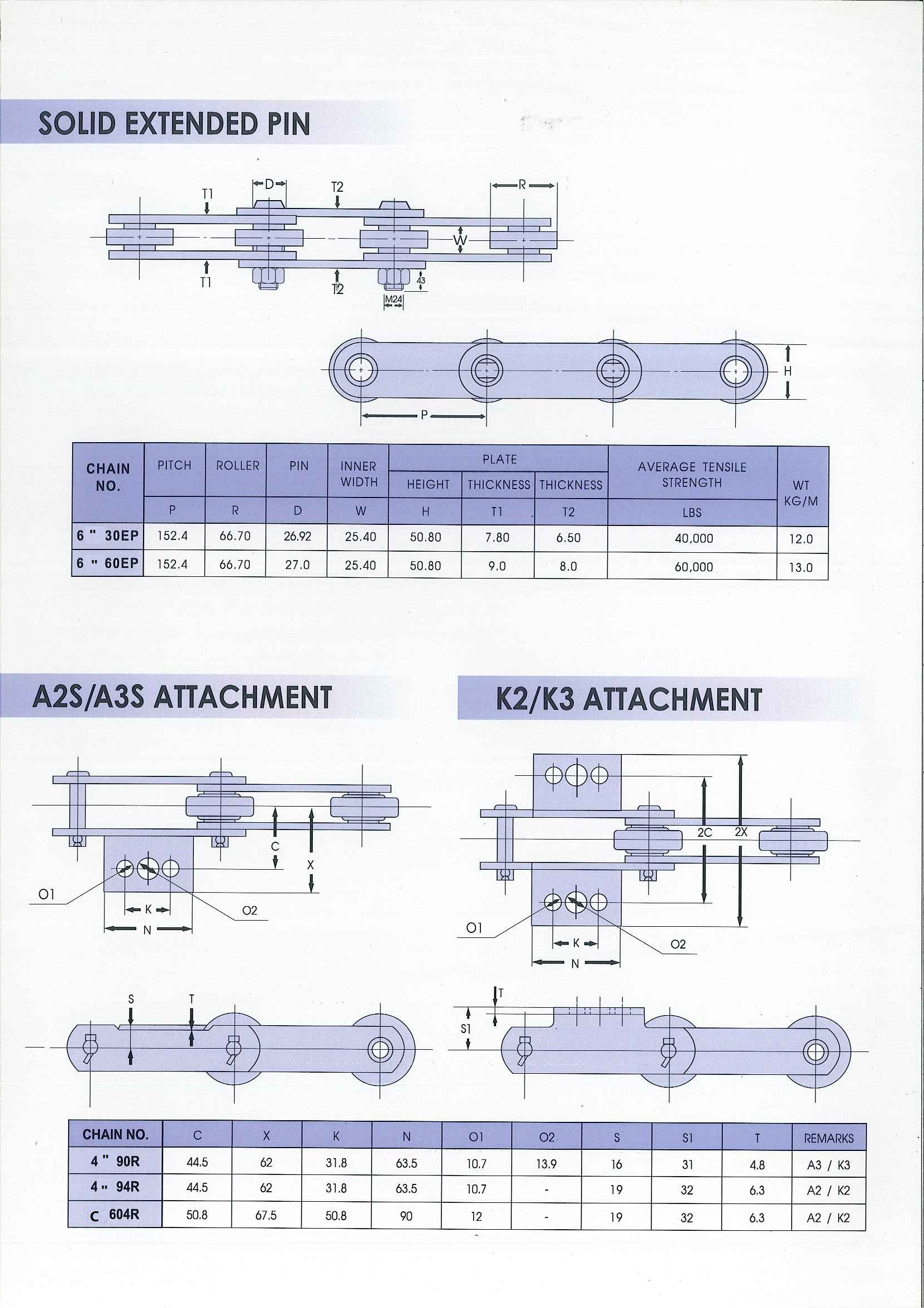 DIN ANSI ISO Palm Oil  Conveyor Chain 4" 6" with T-pin Extended Pin Attachment